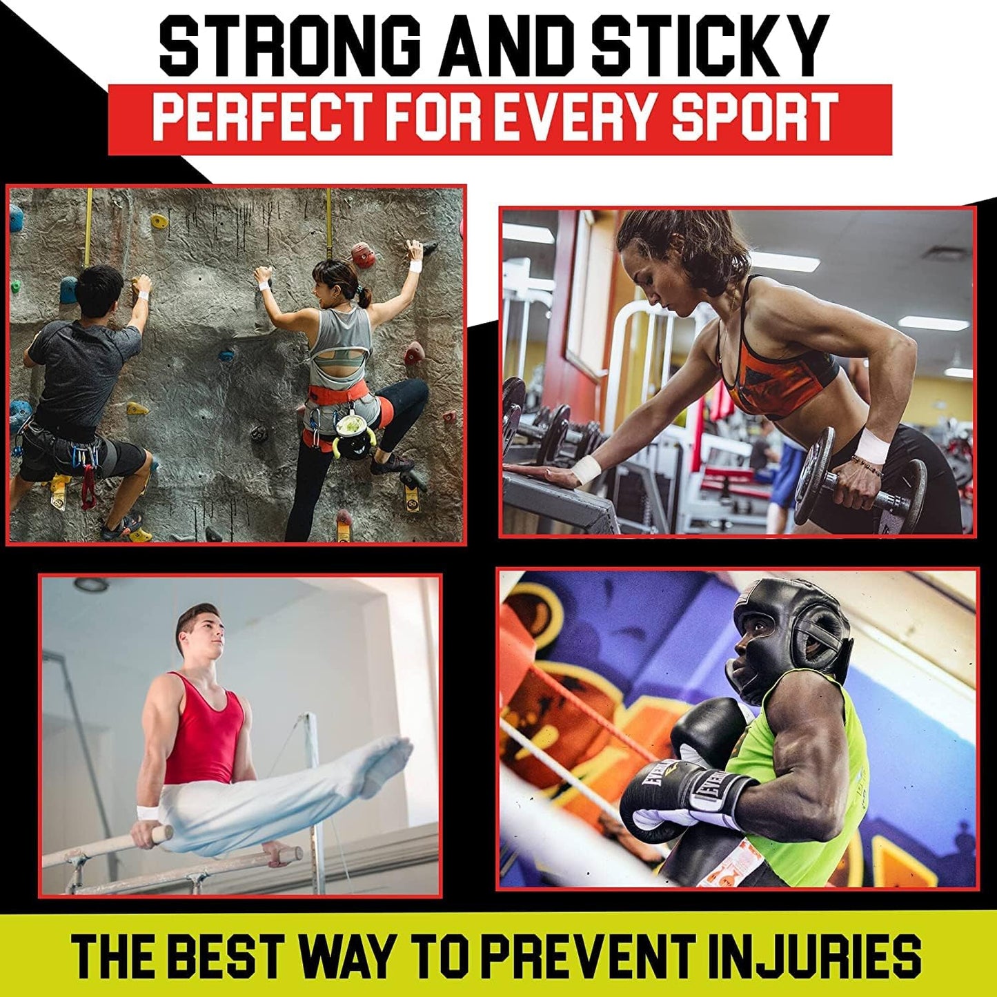 White Athletic Sports Tape - Strong, Easy Tear, No Residue | 8 Pack