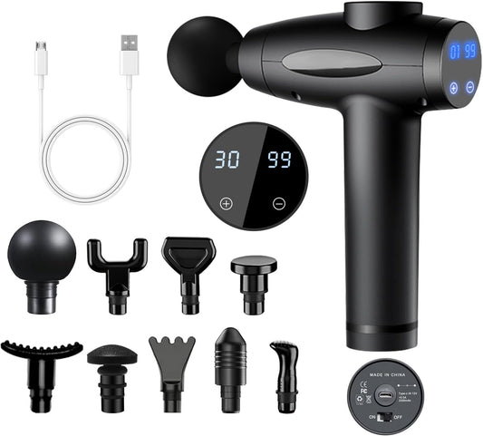 Massage Gun Deep Tissue,Percussion Massager Gun for Athletes Muscle with 9 Replacement Heads Massage Gun for Pain Relief,Super Quiet Portable Electric Massager