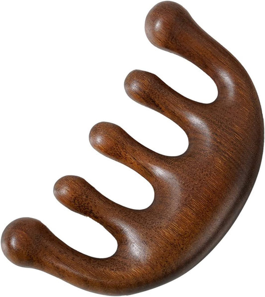 Wooden Massage Comb with Wide Tooth, Natural Wooden Massage Comb, scalp Massager Round Tooth Comb, Face Lift Tools for Fatigue Relief Point Massage and Scraping Manual Lymph Drainage Massage