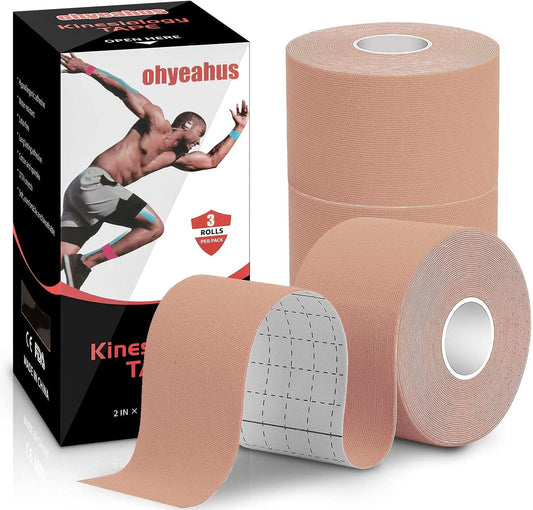 Kinesiology Tape 3 Rolls - Waterproof Sports Tape for Muscle Support