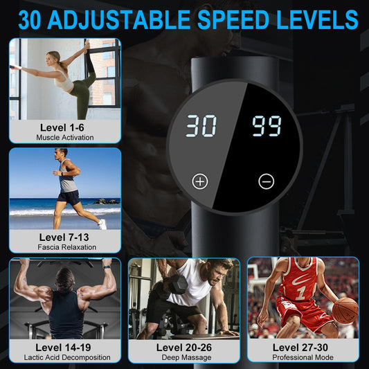 Massage Gun Deep Tissue,Percussion Massager Gun for Athletes Muscle with 9 Replacement Heads Massage Gun for Pain Relief,Super Quiet Portable Electric Massager