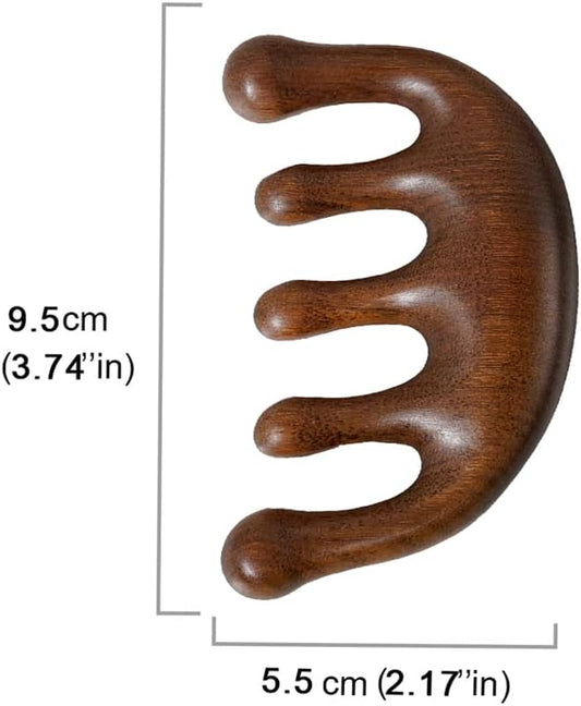 Wooden Massage Comb with Wide Tooth, Natural Wooden Massage Comb, scalp Massager Round Tooth Comb, Face Lift Tools for Fatigue Relief Point Massage and Scraping Manual Lymph Drainage Massage