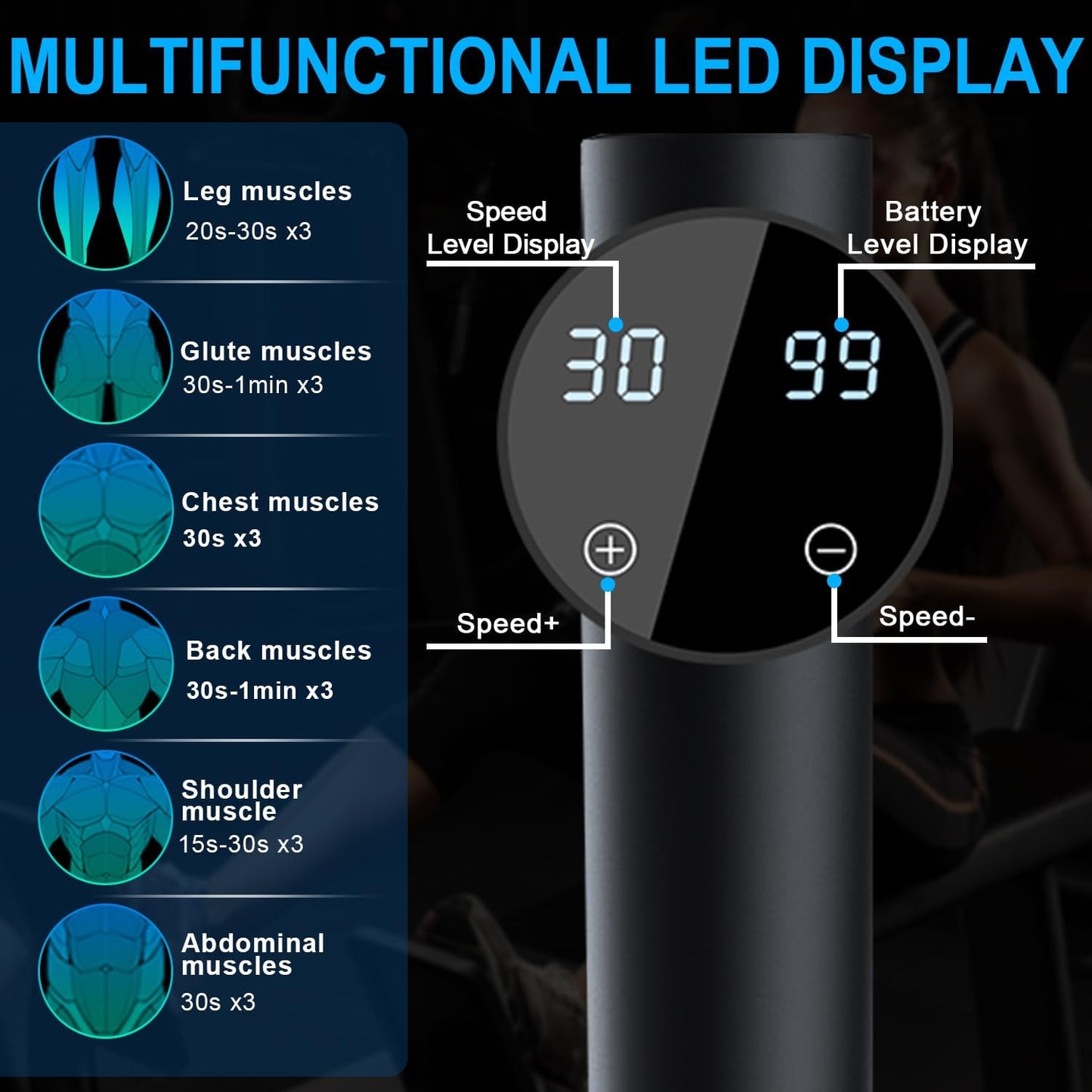 Massage Gun Deep Tissue,Percussion Massager Gun for Athletes Muscle with 9 Replacement Heads Massage Gun for Pain Relief,Super Quiet Portable Electric Massager