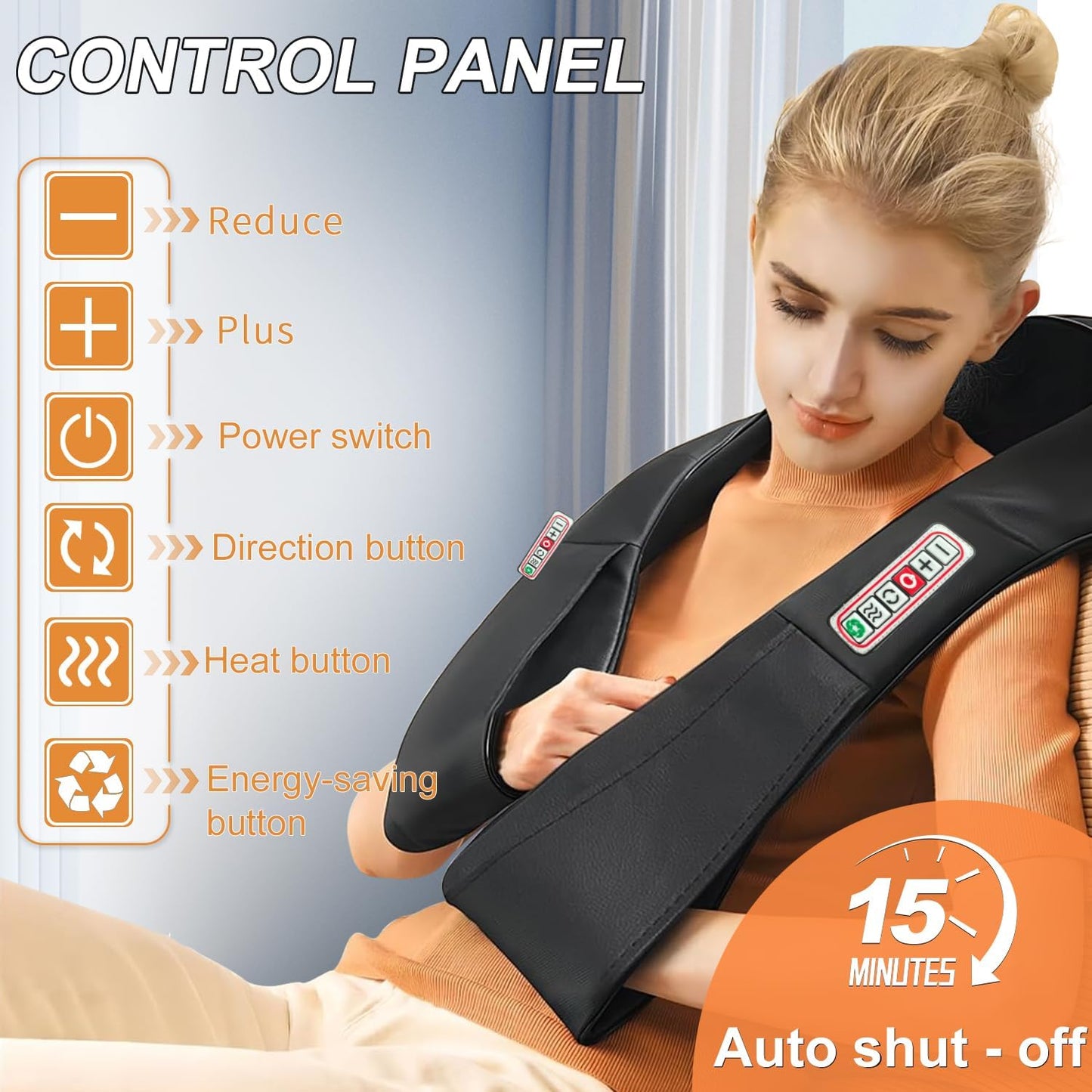 Shiatsu Neck & Shoulder Massager with Heat - Deep Tissue Kneading