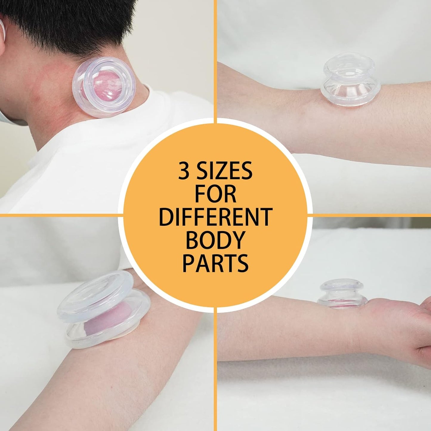 Cupping Therapy Sets -Silicone Cups Set Firm (7 pcs) for Muscle Soreness Pain Relief Body Neck Knee, Self Massage Tool, Deep Muscle Massager, Anti Cellulite Joint Pain Recovery