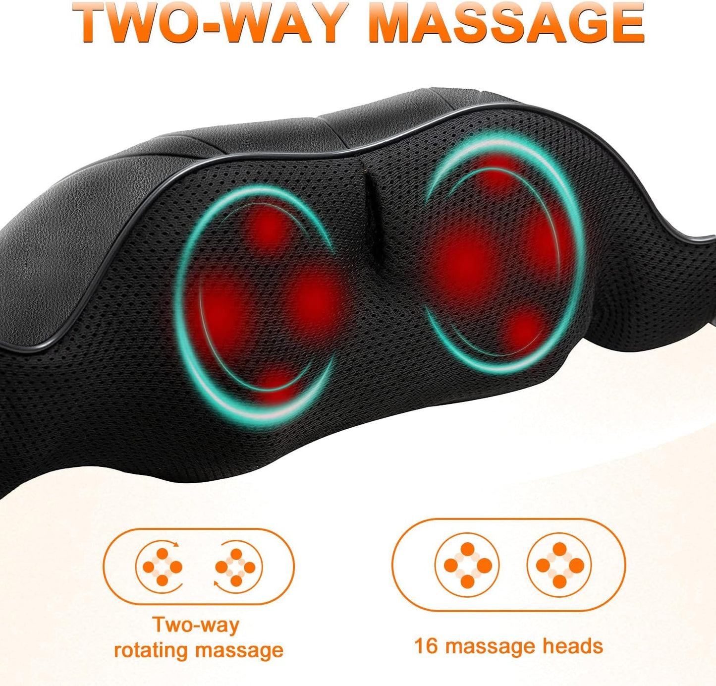 Shiatsu Neck & Shoulder Massager with Heat - Deep Tissue Kneading