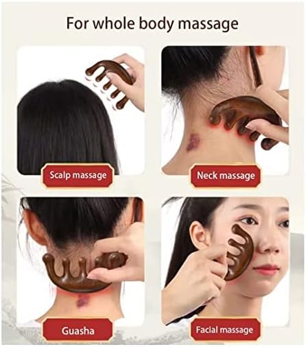 Wooden Massage Comb with Wide Tooth, Natural Wooden Massage Comb, scalp Massager Round Tooth Comb, Face Lift Tools for Fatigue Relief Point Massage and Scraping Manual Lymph Drainage Massage