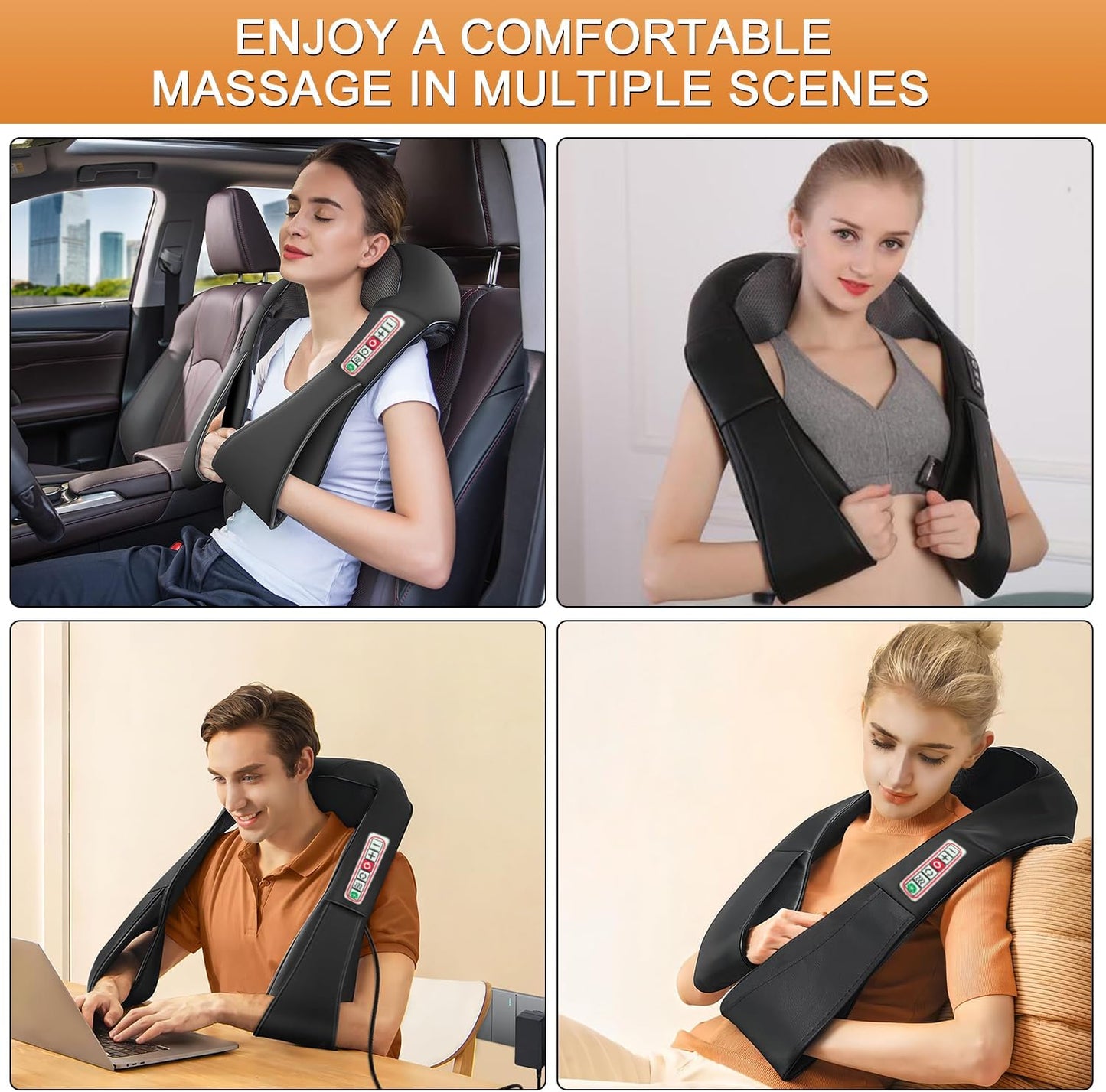 Shiatsu Neck & Shoulder Massager with Heat - Deep Tissue Kneading
