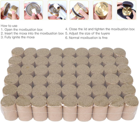 Moxa Sticks, 54 Pieces Moxa Cone 10:1 Household Portable Natural Chinese Mugwort Therapy Moxibustion Stick Roll for Pain Relief and Relaxation