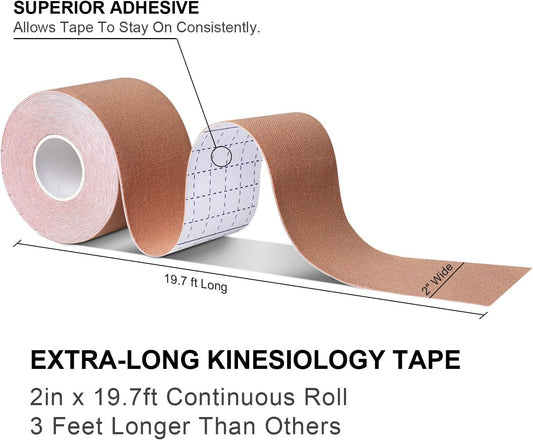 Kinesiology Tape 3 Rolls - Waterproof Sports Tape for Muscle Support