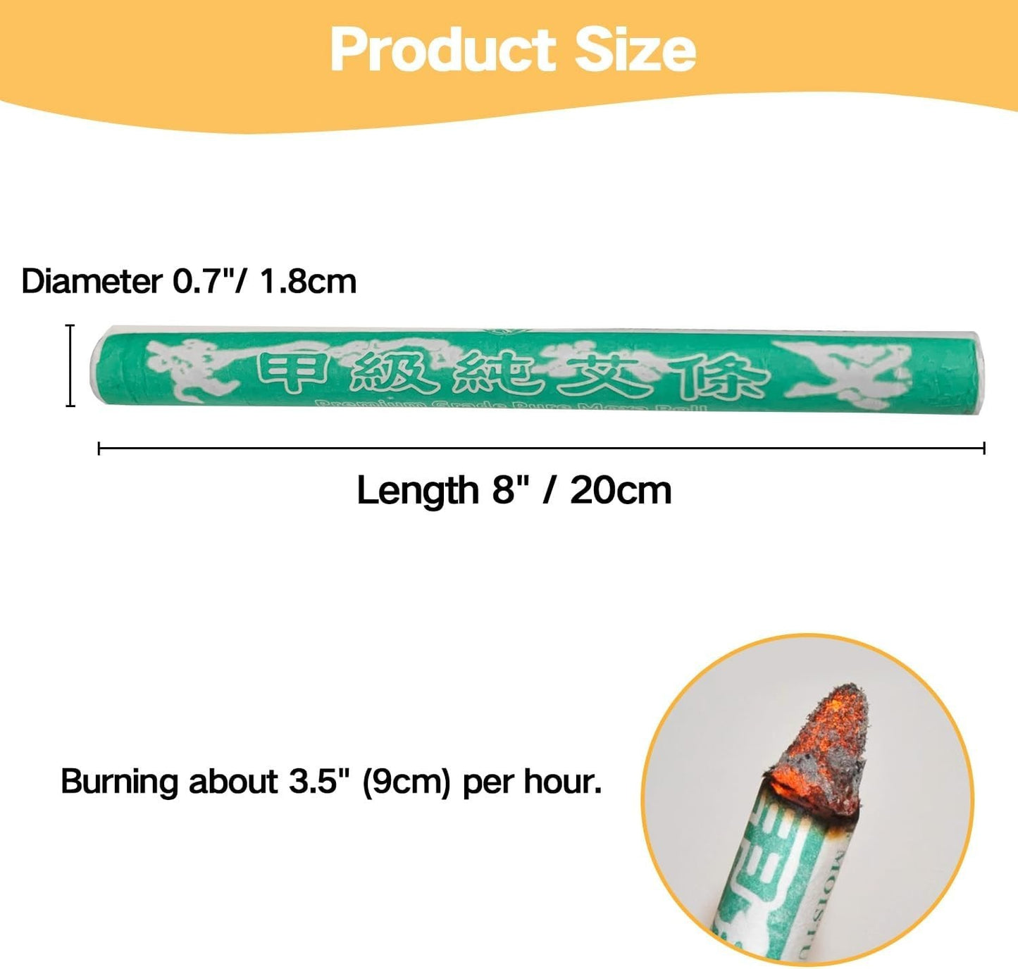 10 Rolls Pure Moxa Sticks Mild Moxibustion Mugwort Roll for Acupoint Pain Relief